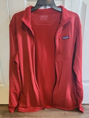 Patagonia Red Waffle-Knit Full Zip Jacket